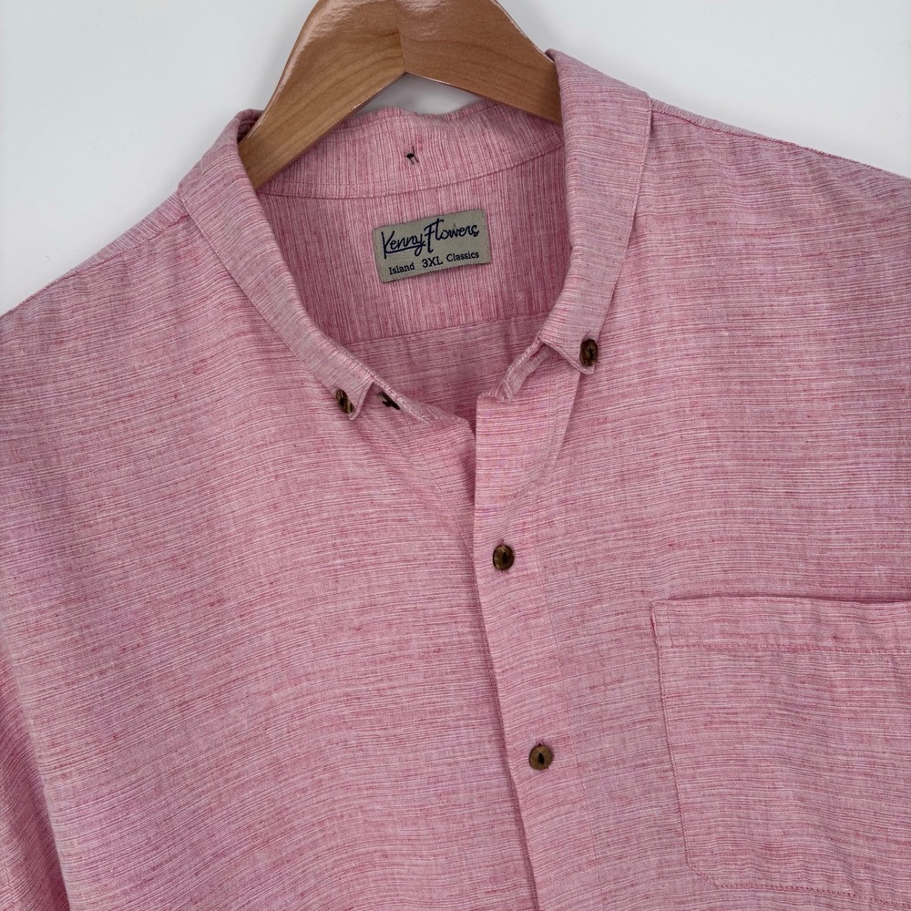 Kenny Flowers 100% Linen Shirt Mens 3XL Pink Island Classics Beach Vacation